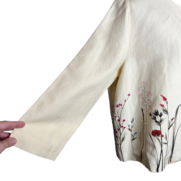 Laura Ashley Floral Embroidered Silk Dress Jacket Fancy Size US 12 - Picture 5 of 10